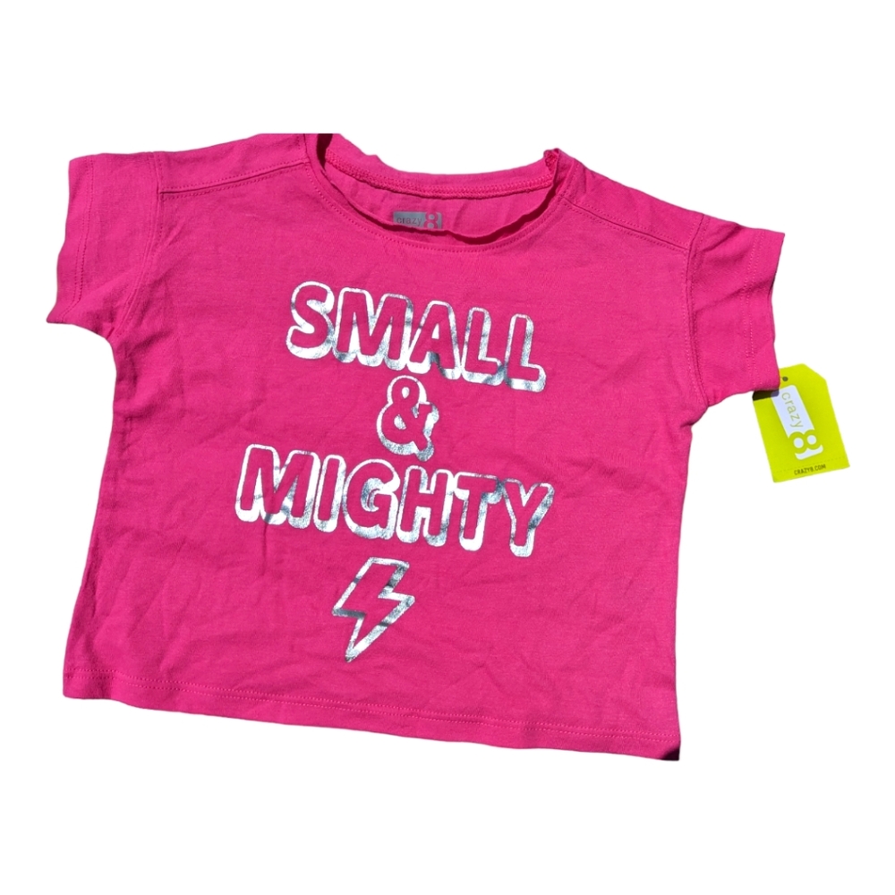 Crazy 8 Girls 2T "Small & Mighty Lightning Graphic Tshirt Pink/Silver
